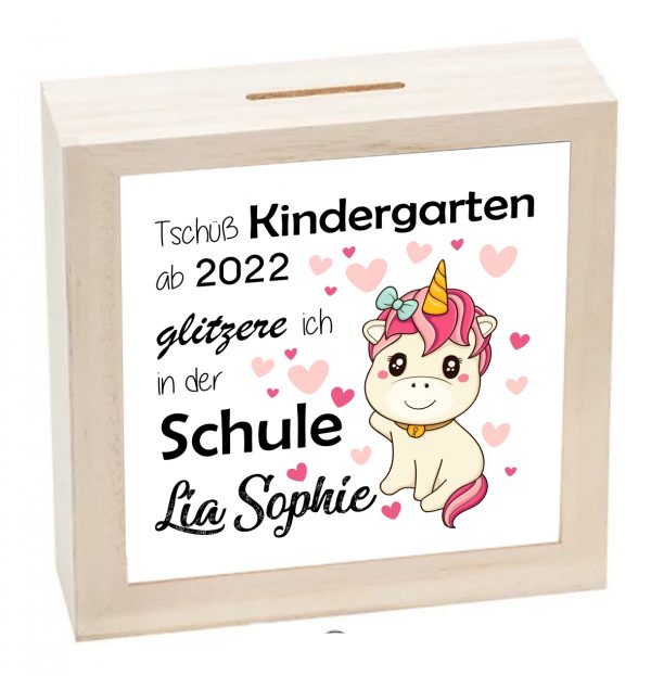 Spardose " Tschüß Kindergarten" personalisiert – Bild 2