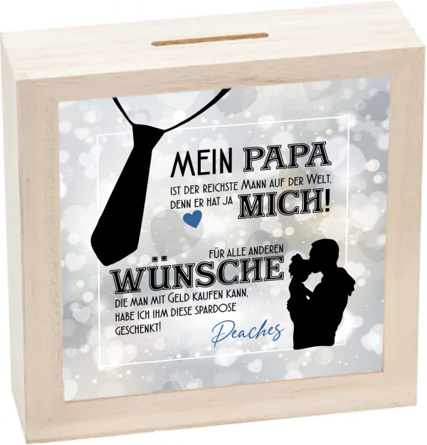 Spardose "Vatertag" Papa hat ja mich! - personalisiert – Bild 2