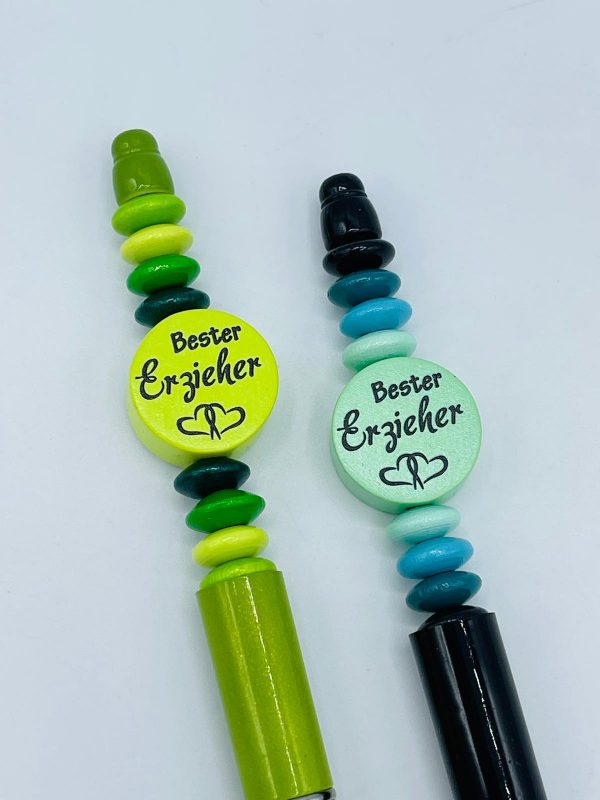 Kugelschreiber mit rundem Motiv "Beste Erzieherin" in 2 Farben