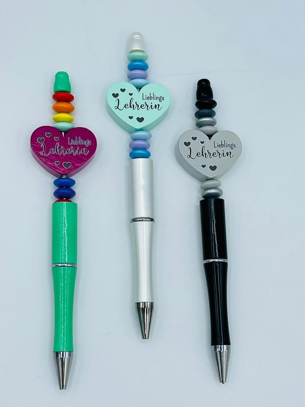 Kugelschreiber mit herzförmigem Motiv "Lieblings Lehrerin" verschiedene Farben – Bild 2