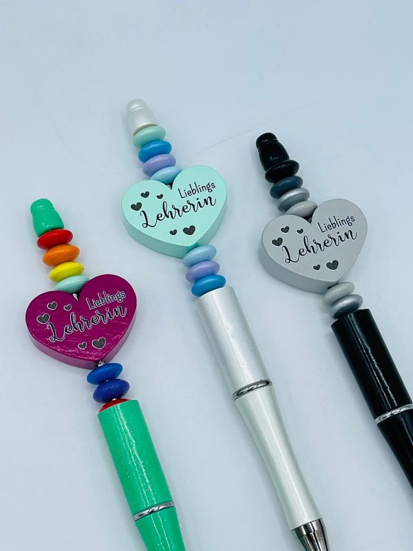 Kugelschreiber mit herzförmigem Motiv "Lieblings Lehrerin" verschiedene Farben