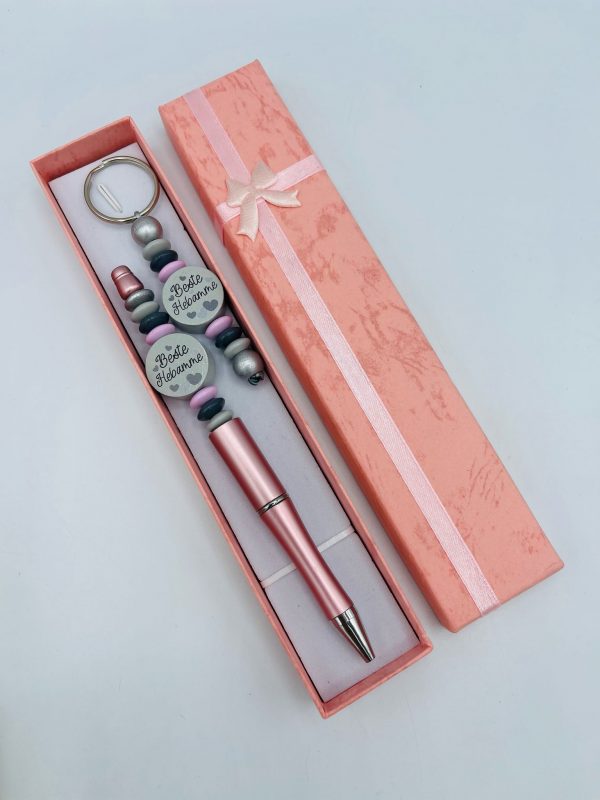 Kugelschreiber rosa metallic in Geschenkbox "Beste Hebamme"