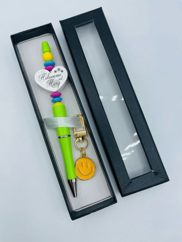 Kugelschreiber grün in Geschenkbox "Hebamme mit Herz"