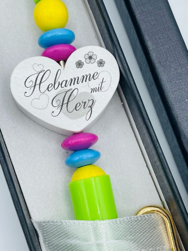 Kugelschreiber grün in Geschenkbox "Hebamme mit Herz" – Bild 2