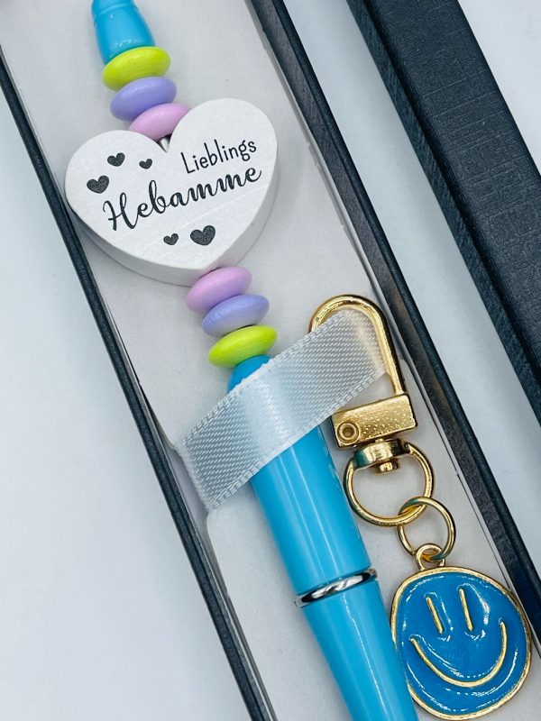 Kugelschreiber hellblau in Geschenkbox "Lieblings Hebamme" – Bild 2